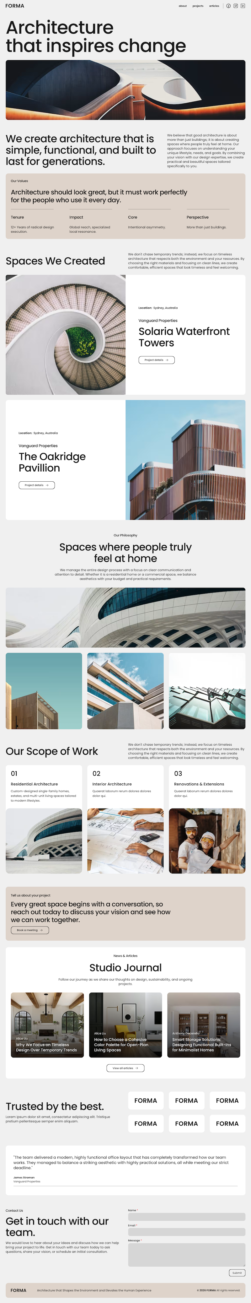 Screenshot of Forma site template home page